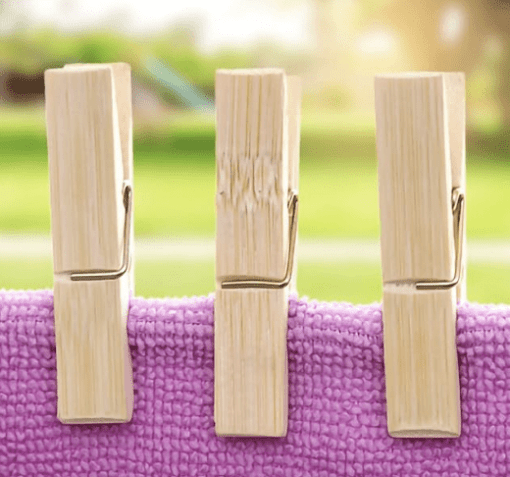 20Pcs Bamboo Clothespins with Spring Windproof Clothes Clips for Washing Lines Arts Crafts Photo Hanging for Hanging Clothes and Handicrafts,Clothes Pegs, Clothes Pegs,20Pcs Bamboo Clothespins - Image 2